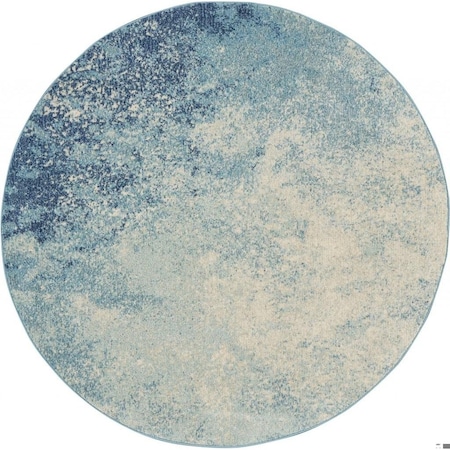 Homeroots 5 ft. Round Light Blue & Ivory Abstract Sky Area Rug 385370